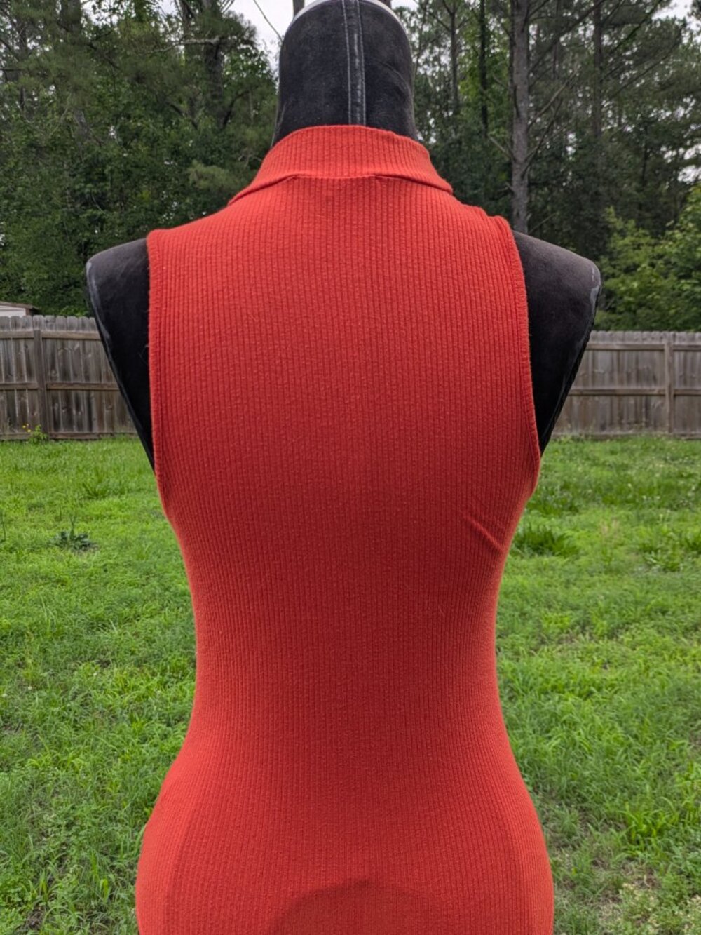 Small Mock Neck Orange Bodysuit - Picture 3 of 5